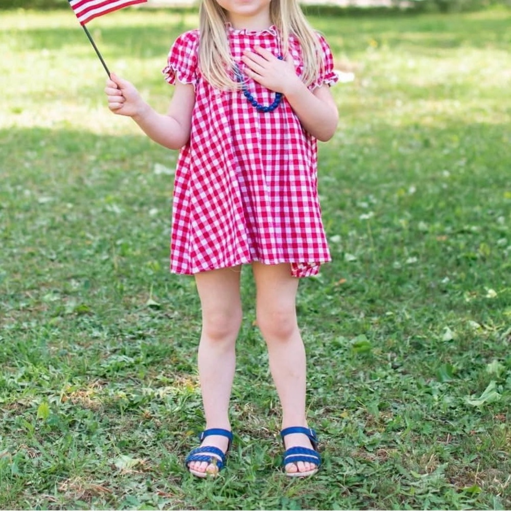 Merce and Me Red and White Plaid Gingham Patriotic Casual Dress size 6 - Picture 5 of 5